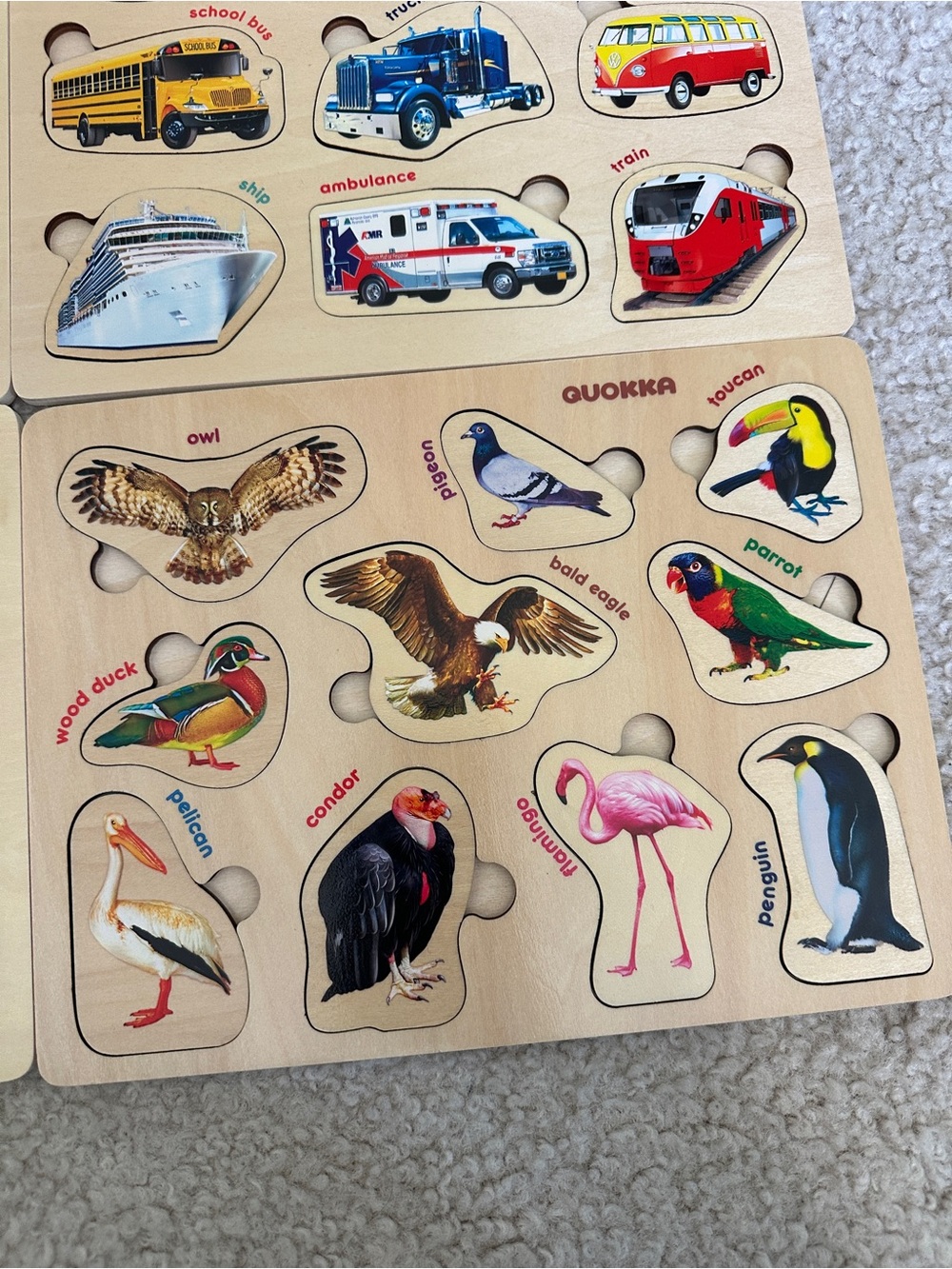 Wooden Toddler Puzzle Set – Animals, Fruits, Vehicles & More | Montessori Learni - Picture 2 of 10